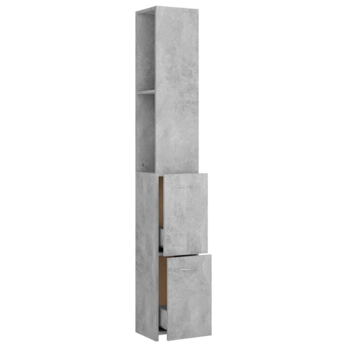 Armoire de bain gris béton 25x26,5x170 cm bois d'ingénierie – Image 4