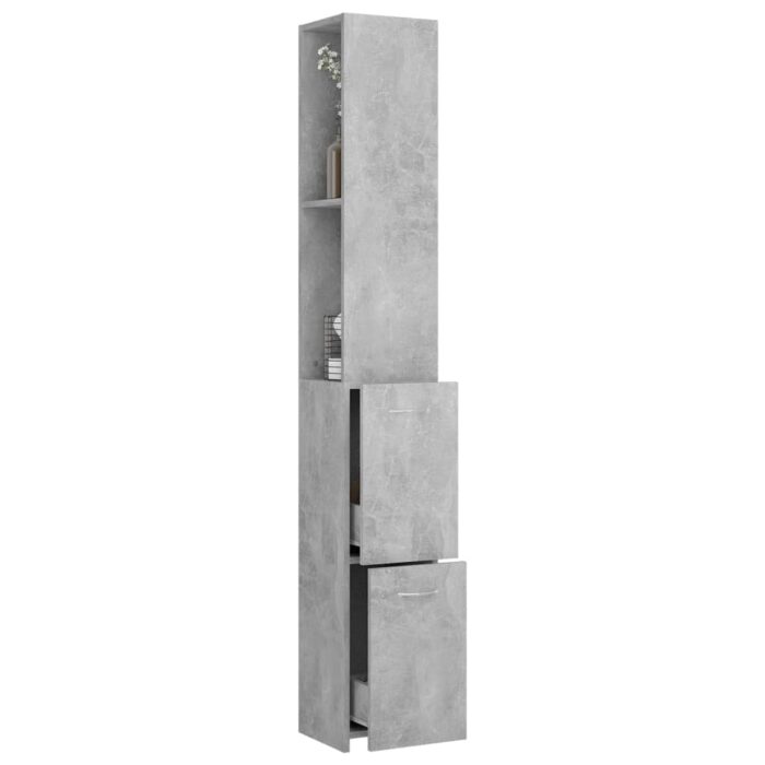 Armoire de bain gris béton 25x26,5x170 cm bois d'ingénierie – Image 5