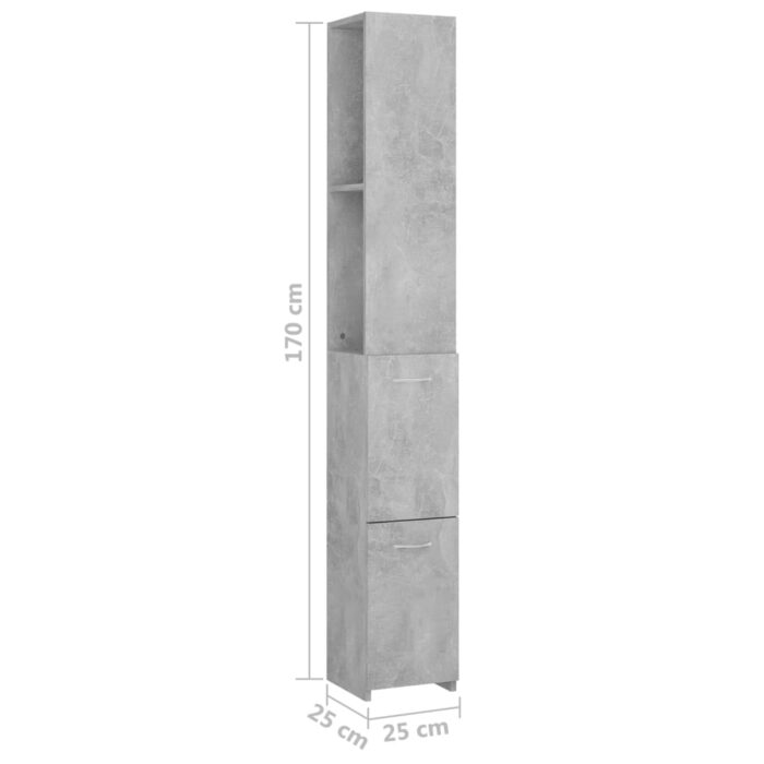 Armoire de bain gris béton 25x26,5x170 cm bois d'ingénierie – Image 6