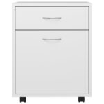 Armoire à roulettes Blanc 45x38x54 cm Bois d’ingénierie – Image 3