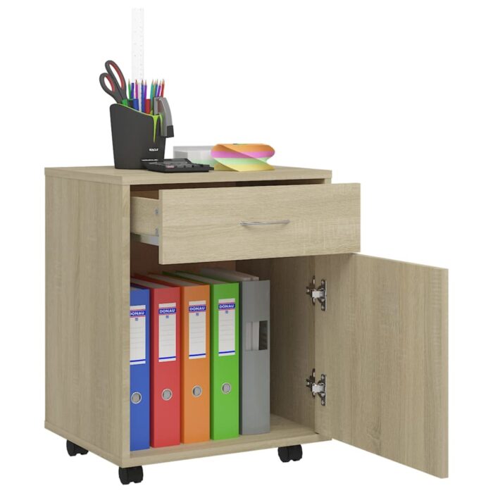 Armoire à roulettes Chêne sonoma 45x38x54 cm Bois d’ingénierie – Image 2