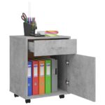 Armoire à roulettes Gris béton 45x38x54 cm Bois d’ingénierie – Image 2