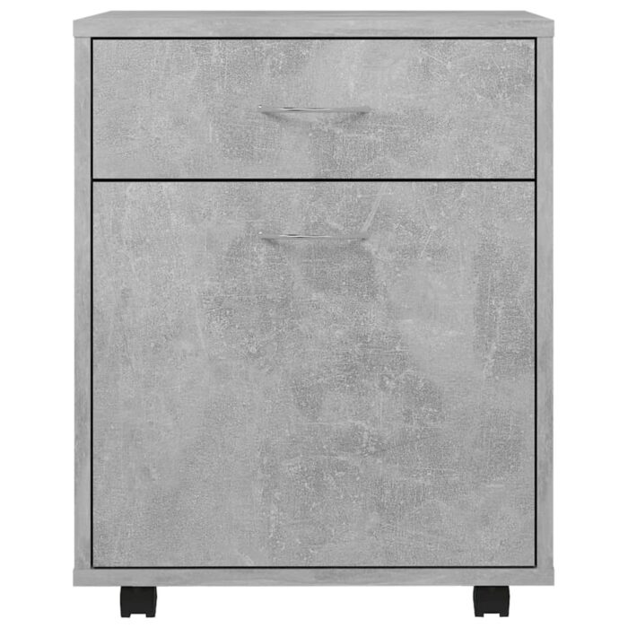 Armoire à roulettes Gris béton 45x38x54 cm Bois d’ingénierie – Image 3