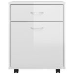 Armoire à roulettes Blanc brillant 45x38x54cm Bois d’ingénierie – Image 3