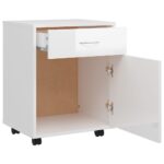 Armoire à roulettes Blanc brillant 45x38x54cm Bois d’ingénierie – Image 5