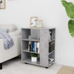 Armoire à roulettes Gris béton 60x35x75 cm Bois d’ingénierie – Image 2