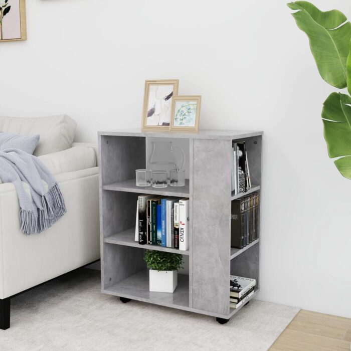 Armoire à roulettes Gris béton 60x35x75 cm Bois d’ingénierie – Image 2