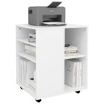 Armoire à roulettes Blanc 60x53x72 cm Bois d’ingénierie – Image 2