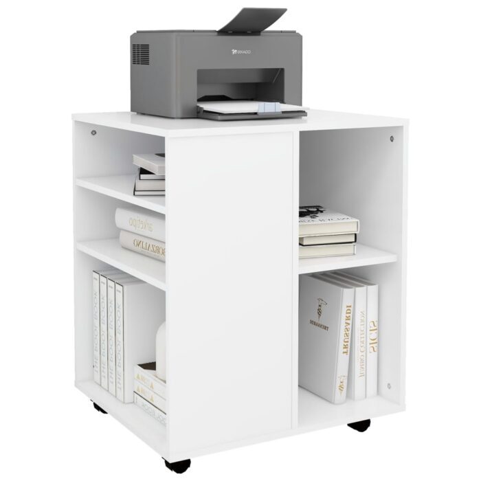 Armoire à roulettes Blanc 60x53x72 cm Bois d’ingénierie – Image 2