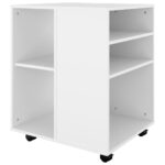 Armoire à roulettes Blanc 60x53x72 cm Bois d’ingénierie – Image 4