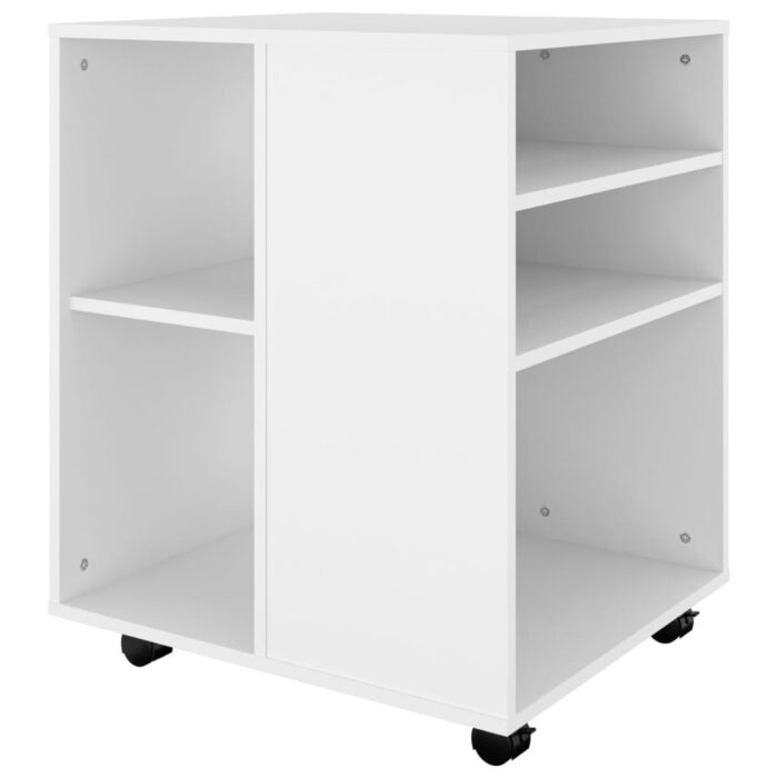 Armoire à roulettes Blanc 60x53x72 cm Bois d’ingénierie – Image 4