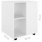 Armoire à roulettes Blanc 60x53x72 cm Bois d’ingénierie – Image 7