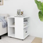 Armoire à roulettes Blanc 60x53x72 cm Bois d’ingénierie