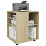 Armoire à roulettes Chêne Sonoma 60x53x72 cm Aggloméré – Image 2