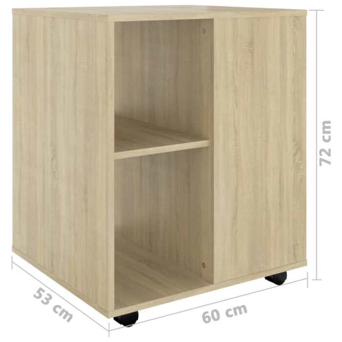 Armoire à roulettes Chêne Sonoma 60x53x72 cm Aggloméré – Image 7