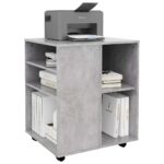 Armoire à roulettes Gris béton 60x53x72 cm Aggloméré – Image 2