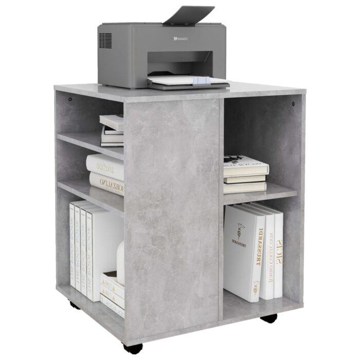 Armoire à roulettes Gris béton 60x53x72 cm Aggloméré – Image 2