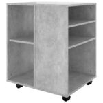 Armoire à roulettes Gris béton 60x53x72 cm Aggloméré – Image 4