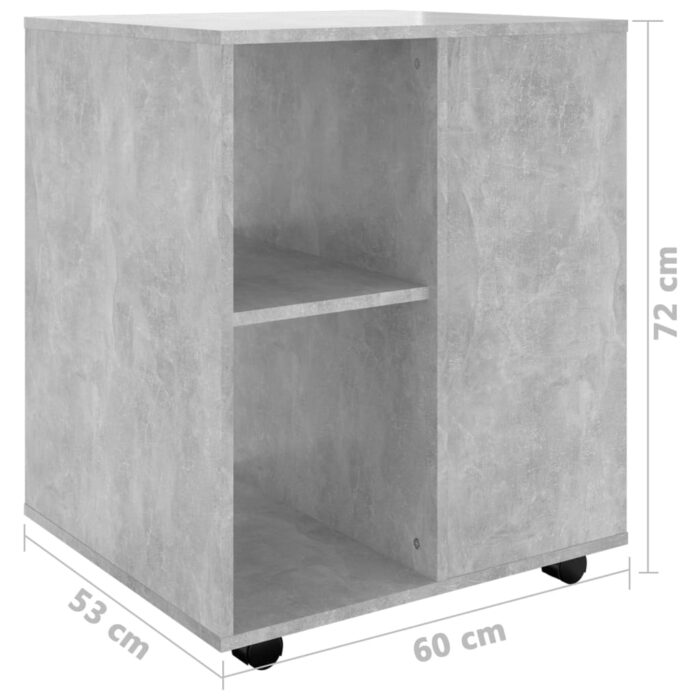 Armoire à roulettes Gris béton 60x53x72 cm Aggloméré – Image 7