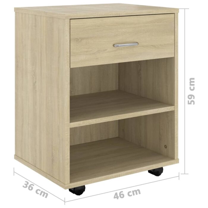 Armoire à roulettes Chêne sonoma 46x36x59 cm Bois d’ingénierie – Image 6