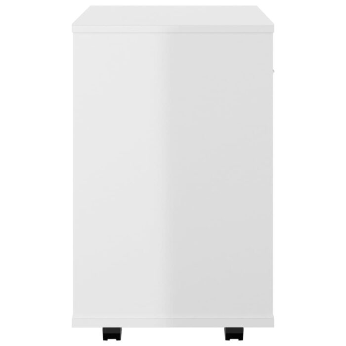 Armoire à roulettes Blanc brillant 46x36x59cm Bois d’ingénierie – Image 4