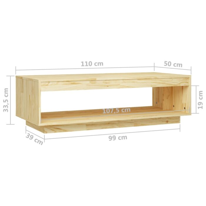 Table basse 110x50x33,5 cm bois de pin massif – Image 6