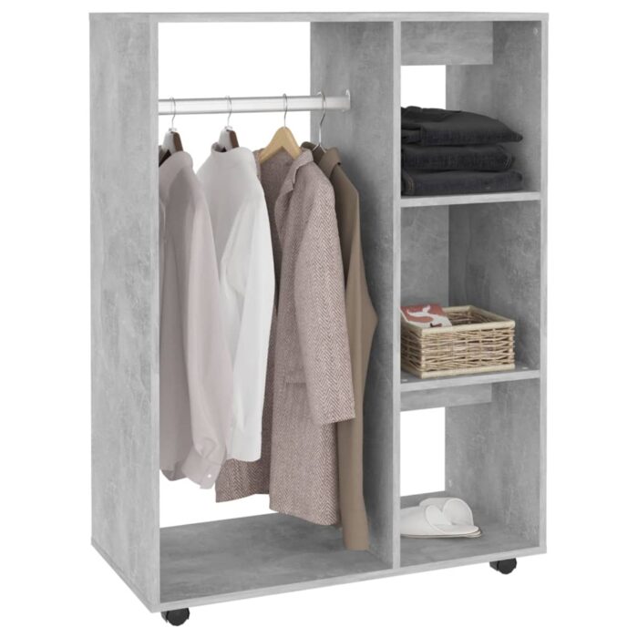 Garde-robe Gris béton 80x40x110 cm Bois d’ingénierie – Image 2