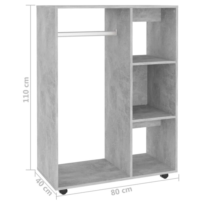 Garde-robe Gris béton 80x40x110 cm Bois d’ingénierie – Image 5