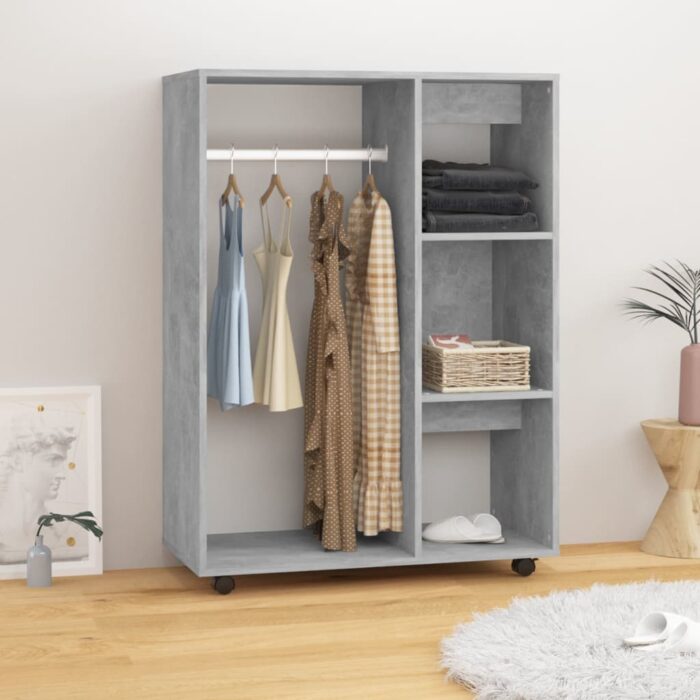 Garde-robe Gris béton 80x40x110 cm Bois d’ingénierie – Image 1