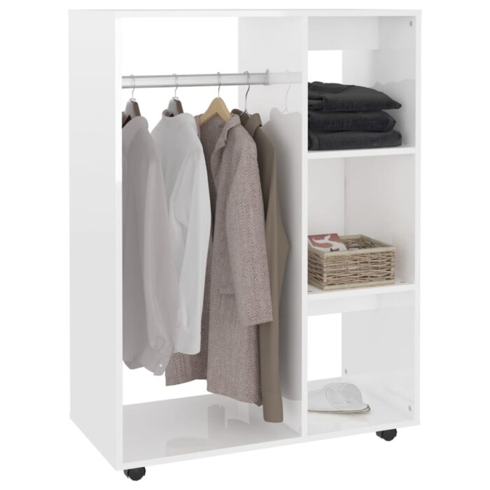Garde-robe Blanc brillant 80x40x110 cm Bois d’ingénierie – Image 2