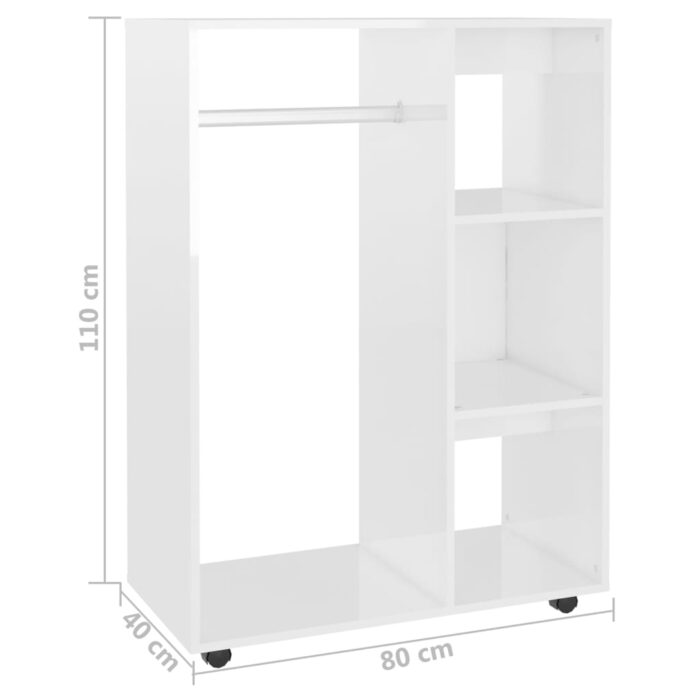 Garde-robe Blanc brillant 80x40x110 cm Bois d’ingénierie – Image 5