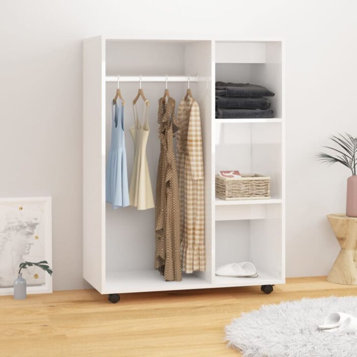 Garde-robe Blanc brillant 80x40x110 cm Bois d’ingénierie – Image 1
