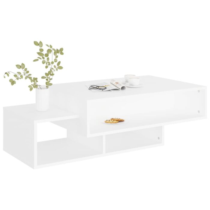 Table basse Blanc 105x55x32 cm Bois d’ingénierie – Image 2