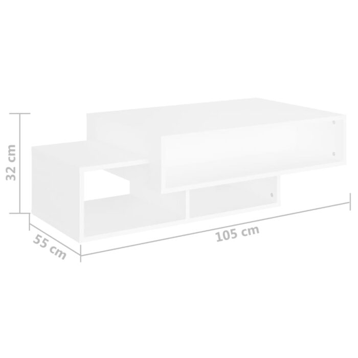 Table basse Blanc 105x55x32 cm Bois d’ingénierie – Image 5