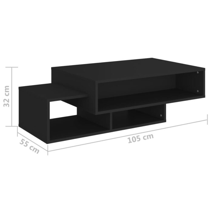 Table basse Noir 105x55x32 cm Bois d’ingénierie – Image 5