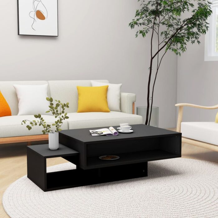 Table basse Noir 105x55x32 cm Bois d’ingénierie – Image 1