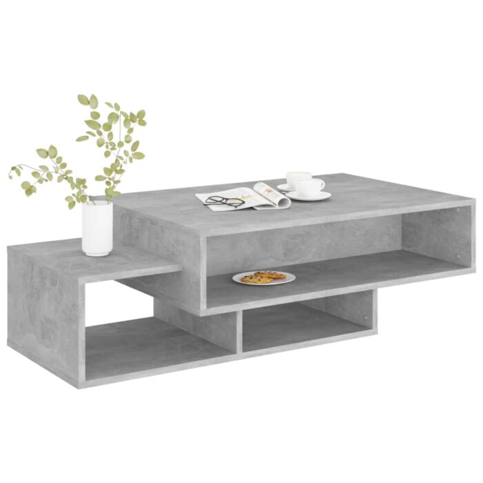 Table basse Gris béton 105x55x32 cm Bois d’ingénierie – Image 2