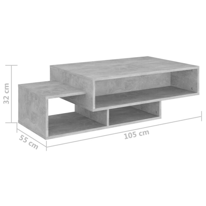 Table basse Gris béton 105x55x32 cm Bois d’ingénierie – Image 5