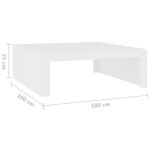 Table basse blanc 100x100x35 cm bois d'ingénierie – Image 5