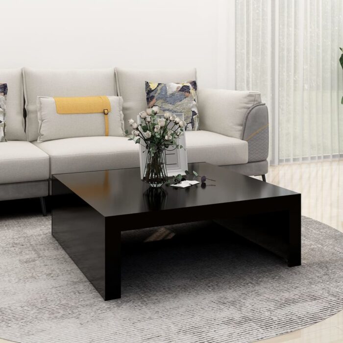 Table basse noir 100x100x35 cm bois d'ingénierie – Image 1