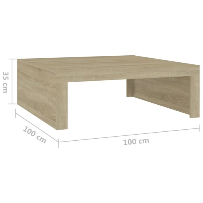 Table basse Chêne sonoma 100x100x35 cm Bois d'ingénierie – Image 5