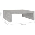 Table basse gris béton 100x100x35 cm bois d'ingénierie – Image 5