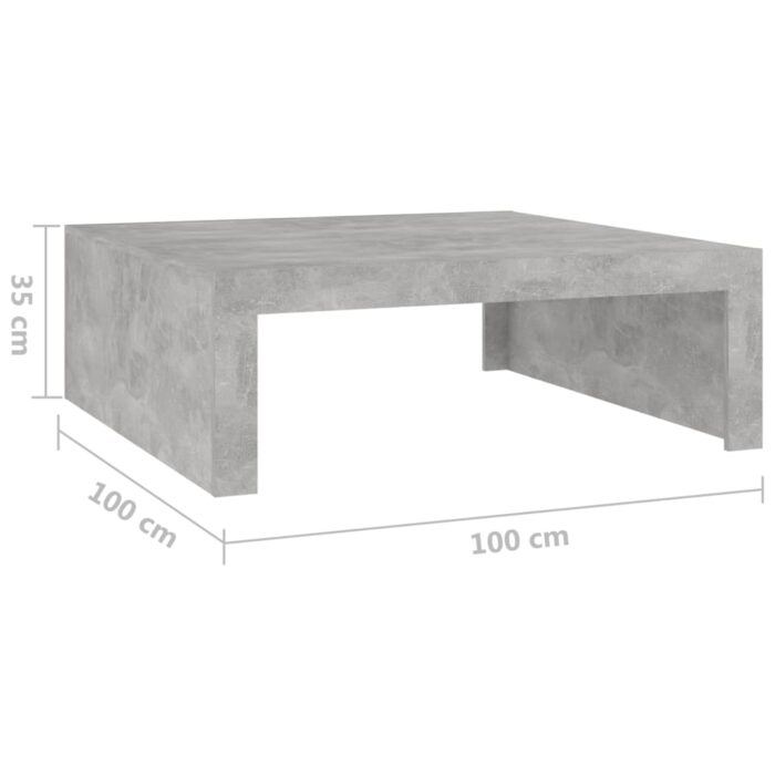 Table basse gris béton 100x100x35 cm bois d'ingénierie – Image 5