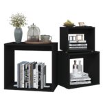 Tables gigognes 3 pcs Noir Aggloméré – Image 2