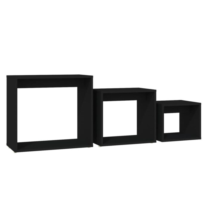 Tables gigognes 3 pcs Noir Aggloméré – Image 3