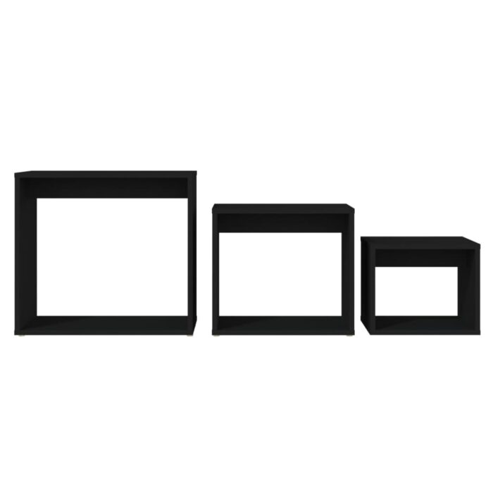 Tables gigognes 3 pcs Noir Aggloméré – Image 4
