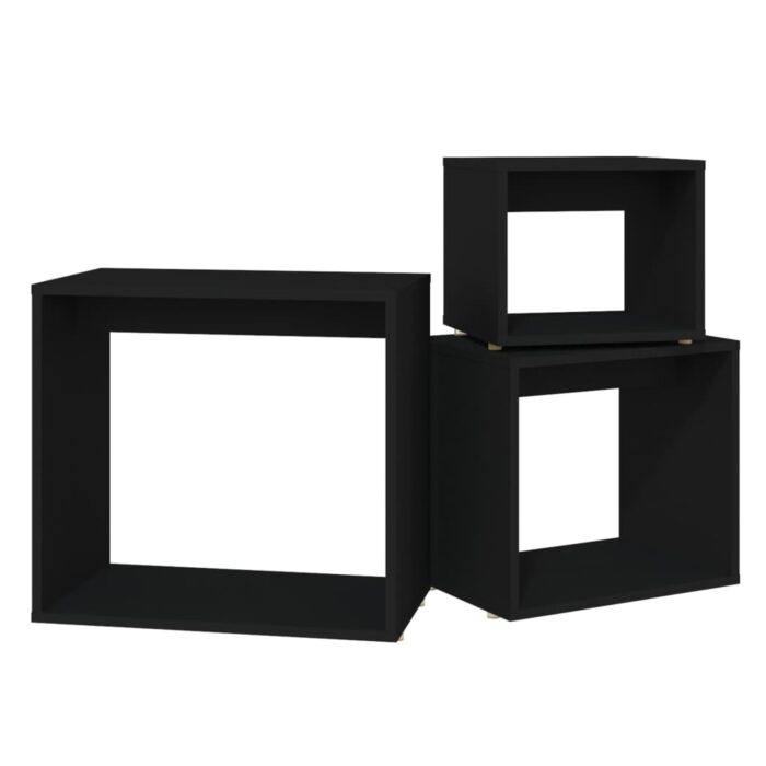 Tables gigognes 3 pcs Noir Aggloméré – Image 5