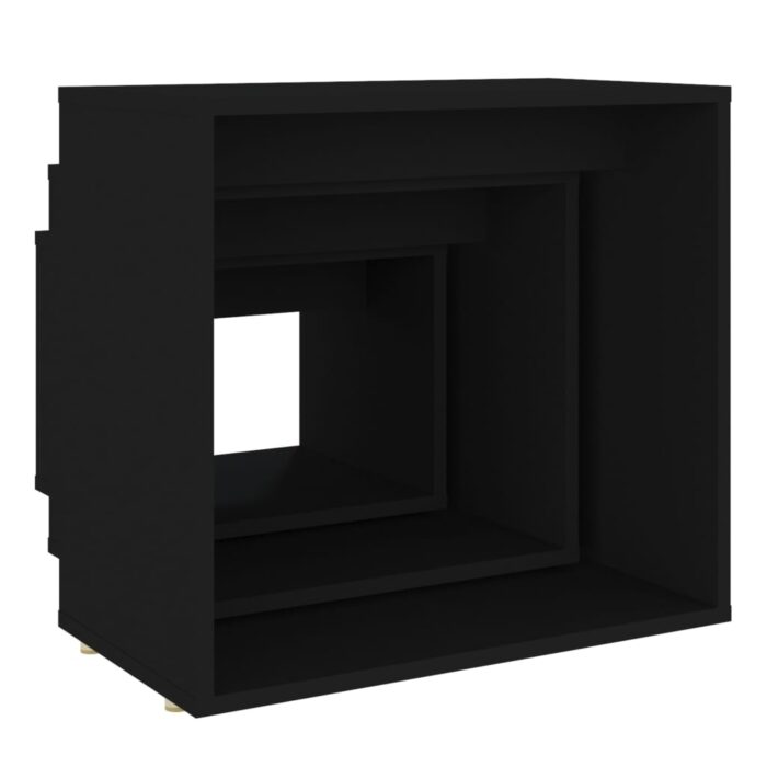 Tables gigognes 3 pcs Noir Aggloméré – Image 6