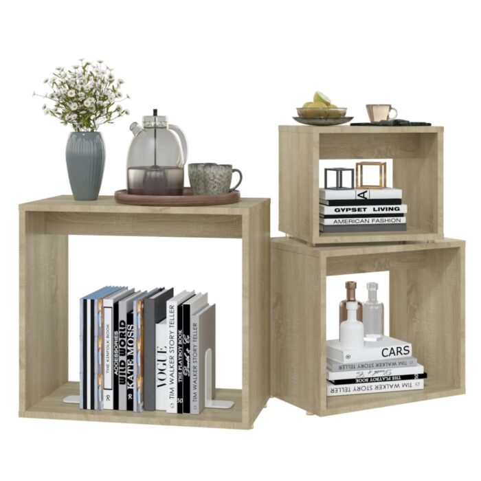 Tables gigognes 3 pcs Chêne sonoma Aggloméré – Image 2