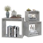 Tables gigognes 3 pcs Gris béton Aggloméré – Image 2